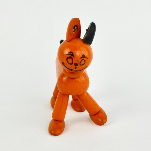 Little Orphan Annie Articulating Orange Wooden Dog Toy Vintage - Picture 5 of 8